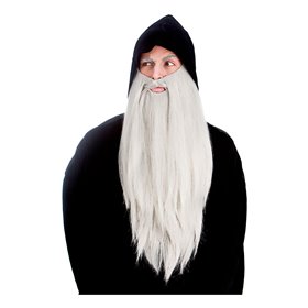 Trollkarlens Majestätiska Skäggmask Deluxe Grå - One Size Trollkarlens Majestätiska Skäggmask Deluxe Grå - One Size