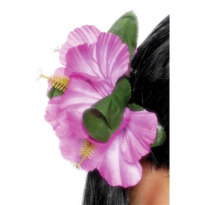 Exotisk Rosa Hibiskus Håraccessoar - Fest Edition
